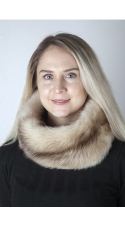 Polecat fitchew fur neck warmer, cream